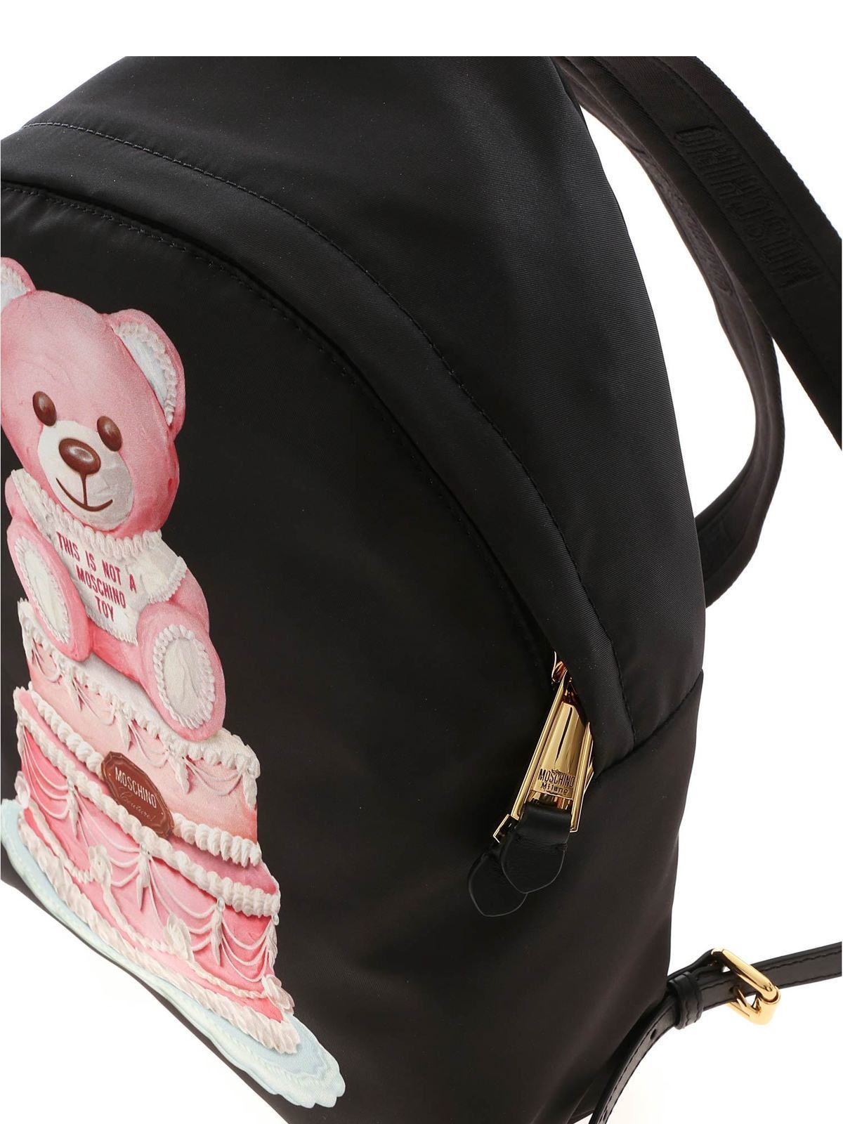 Shop Moschino Cake Teddy Bear Logo Print Backpack In Black In Negro